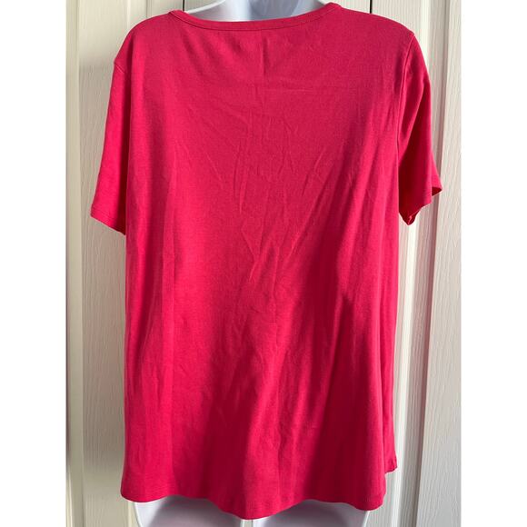 By Chico’s Notched Neck Cotton Short Sleeve Tee size 8-10 regular Tall (2) Pink - Picture 5 of 6